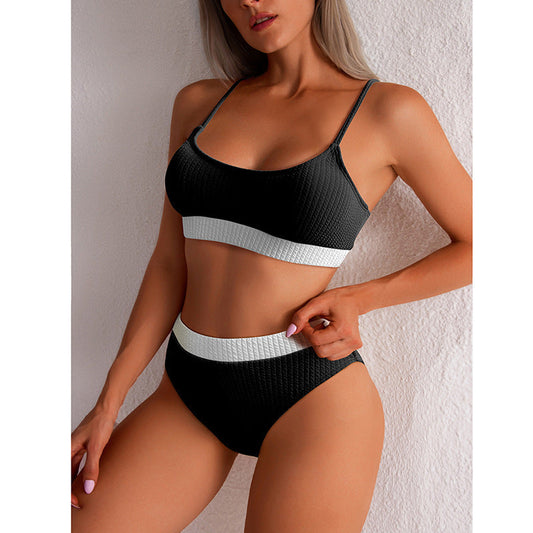 High Waist Bikini Swimwear Women Swimsuit New Push Up Biquini Ribbed Bathing Suit Women Sexy High Cut Bikinis Set - NOMAN STORE LLC