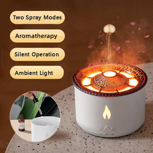 New Creative Ultrasonic Essential Oil Humidifier Volcano Aromatherapy Machine Spray Jellyfish Air Flame Humidifier Diffuser - NOMAN STORE LLC