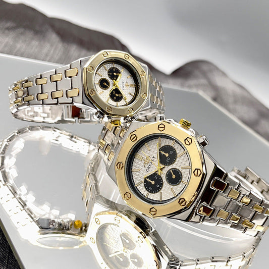 Fashion Men's And Women's Same Steel Belt Quartz With Calendar Waterproof Couple's Watch - NOMAN STORE LLC