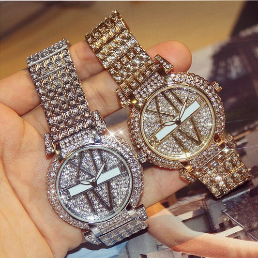 Luxury Diamond Women Watches Fashion Brand Stainless Steel Bracelet Wrist Watch Women Design Quartz Watch Clock relogio feminino - NOMAN STORE LLC