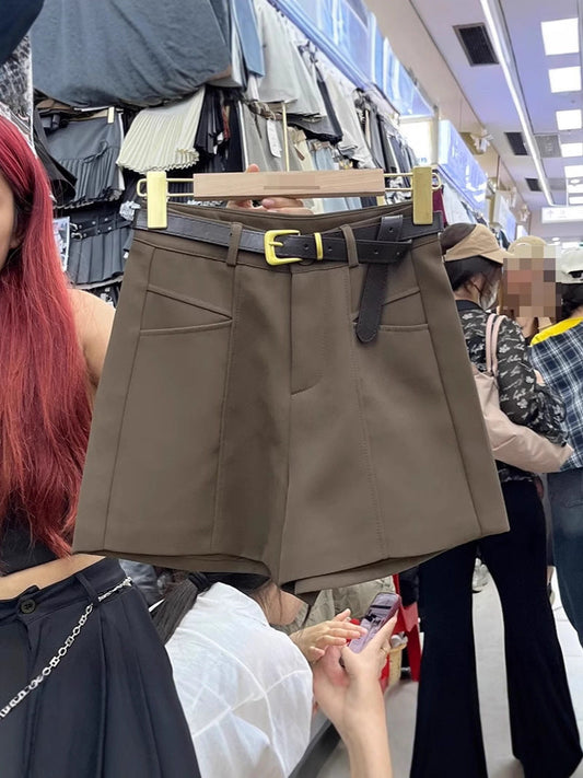 Fashionable Elegant Slimming High Waist Black Casual Shorts - NOMAN STORE LLC