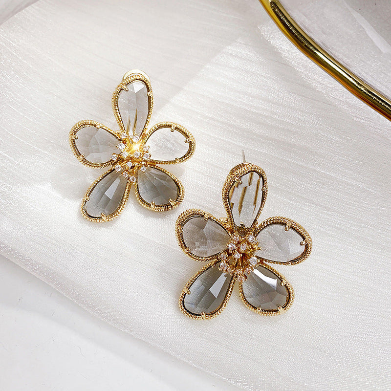 Women's European And American Exaggerated Crystal Flower Earrings 01abc4c6-f721-462d-8eeb-e715a45c6196