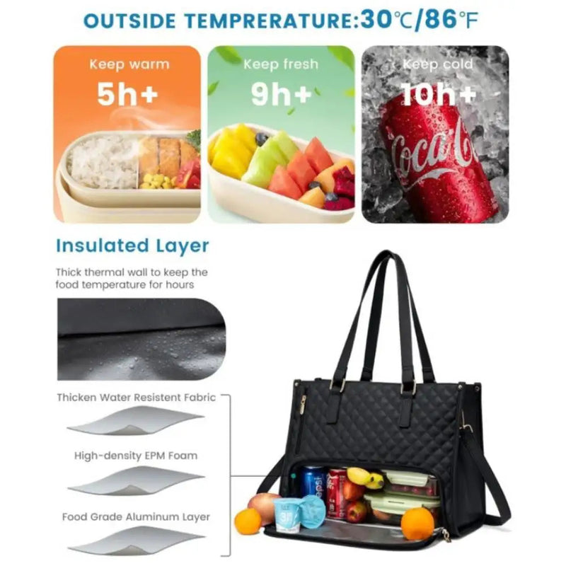 Convenient Commute New Lunch Bag Women's Insulated Lunch Box Women's Leak-proof Large Purse Diagonal Computer Storage 041a220a-0631-48d9-98c3-000bfab45090