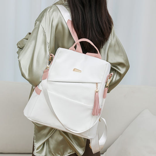 Oxford Cloth Stitching Women'S Backpack Anti-Theft Back Zipper Girls Schoolbag Casual Travel Double Shoulder Backpack - NOMAN STORE LLC