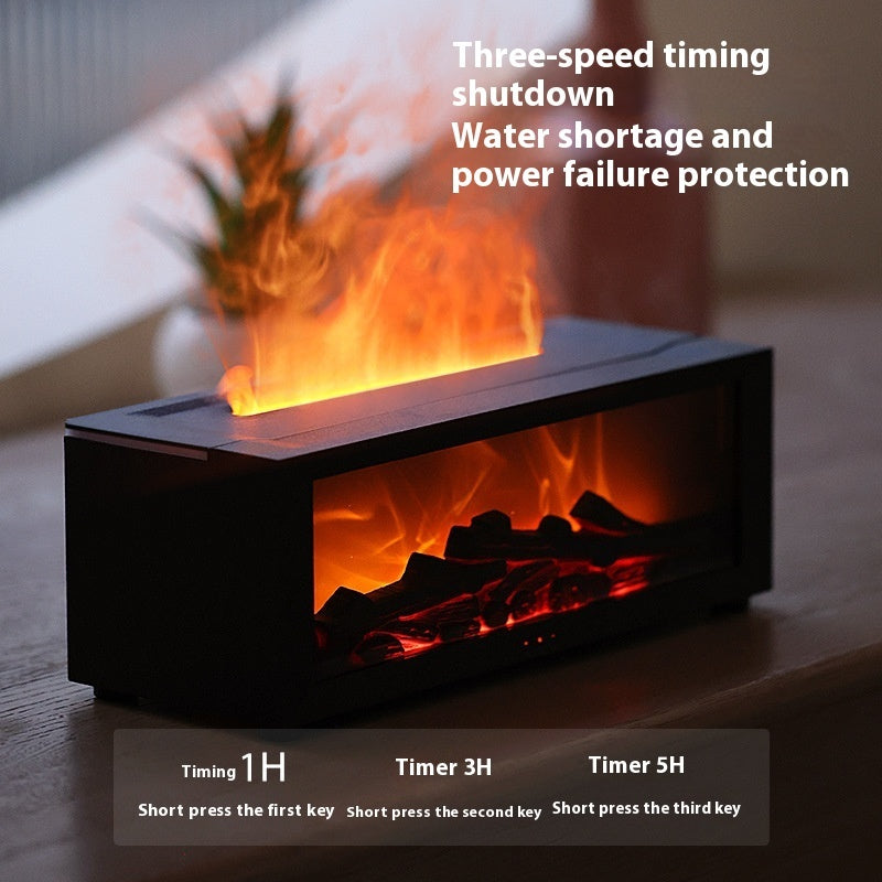 New Flame Aromatherapy Machine Colorful Essential Oil Diffuser Home Large Fog Volume Flame Humidifier 3D Flame Fireplace Machine - NOMAN STORE LLC