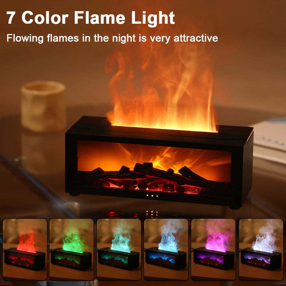New Flame Aromatherapy Machine Colorful Essential Oil Diffuser Home Large Fog Volume Flame Humidifier 3D Flame Fireplace Machine - NOMAN STORE LLC