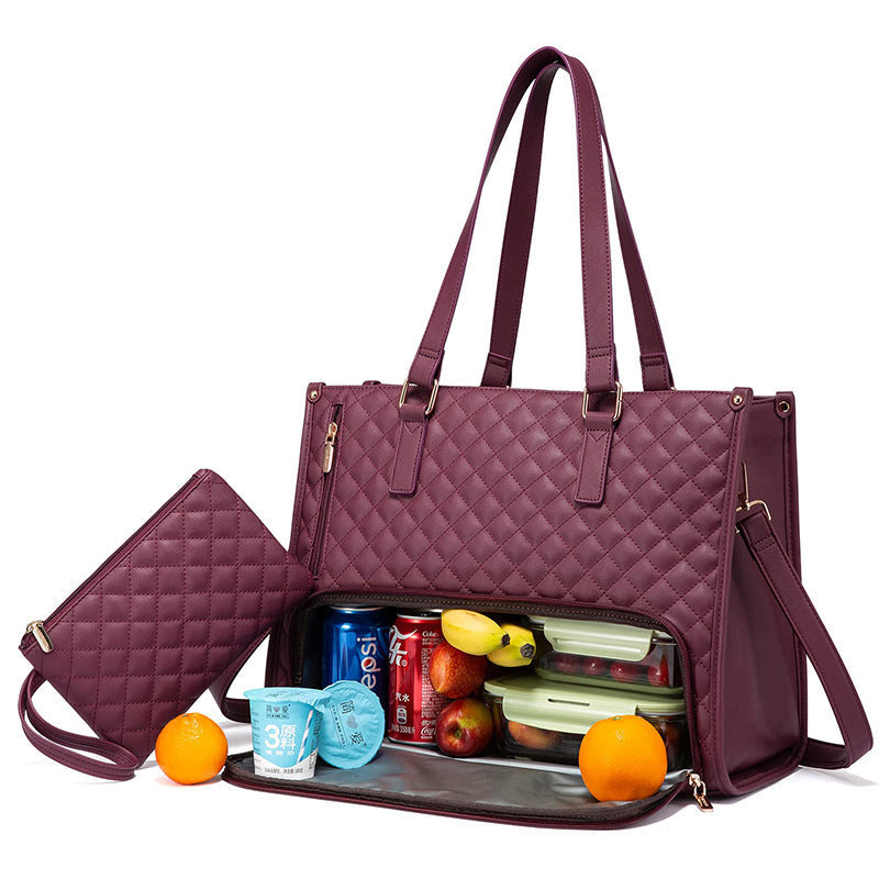 Fashionable Lunch Tote Bag Women's Thermal Insulation Lunch Box Leak-proof Crossbody Computer Storage Bag Quilted Large Capacity Handbag With Purse 0c2c7751-f597-489a-b75c-6e0f486226c4