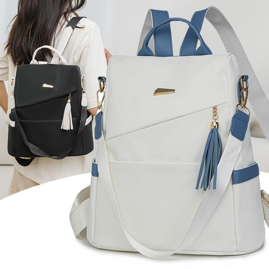 Oxford Cloth Stitching Women'S Backpack Anti-Theft Back Zipper Girls Schoolbag Casual Travel Double Shoulder Backpack - NOMAN STORE LLC