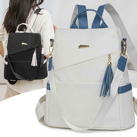 Oxford Cloth Stitching Women'S Backpack Anti-Theft Back Zipper Girls Schoolbag Casual Travel Double Shoulder Backpack 0ee9eb94-b306-428e-9714-b6e67fee49f8
