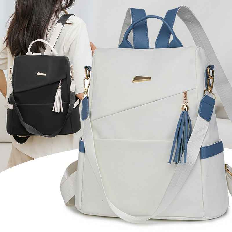 Oxford Cloth Stitching Women'S Backpack Anti-Theft Back Zipper Girls Schoolbag Casual Travel Double Shoulder Backpack 0ee9eb94-b306-428e-9714-b6e67fee49f8