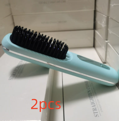 2 In 1 Straight Hair Comb Wireless Hair Straightener Brush Hair Fast Heating Portable Hot Curler USB Charging 1051c077-b96b-41e5-9301-ebb1cd53e14c