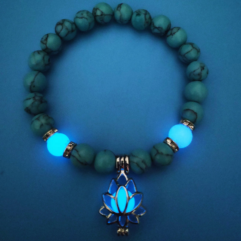 Energy Luminous Lotus Natural Stone Bracelet Yoga Healing Luminous Glow In The Dark Charm Beads Bracelet For Men Women Prayer Buddhism 1115363019209