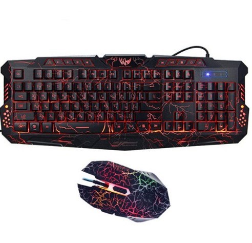 J10 tricolor backlight wired gaming keyboard set colorful luminous gaming mouse keyboard Russian keyboard - NOMAN STORE LLC