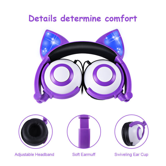 LED flashing cat ear headphones - NOMAN STORE LLC