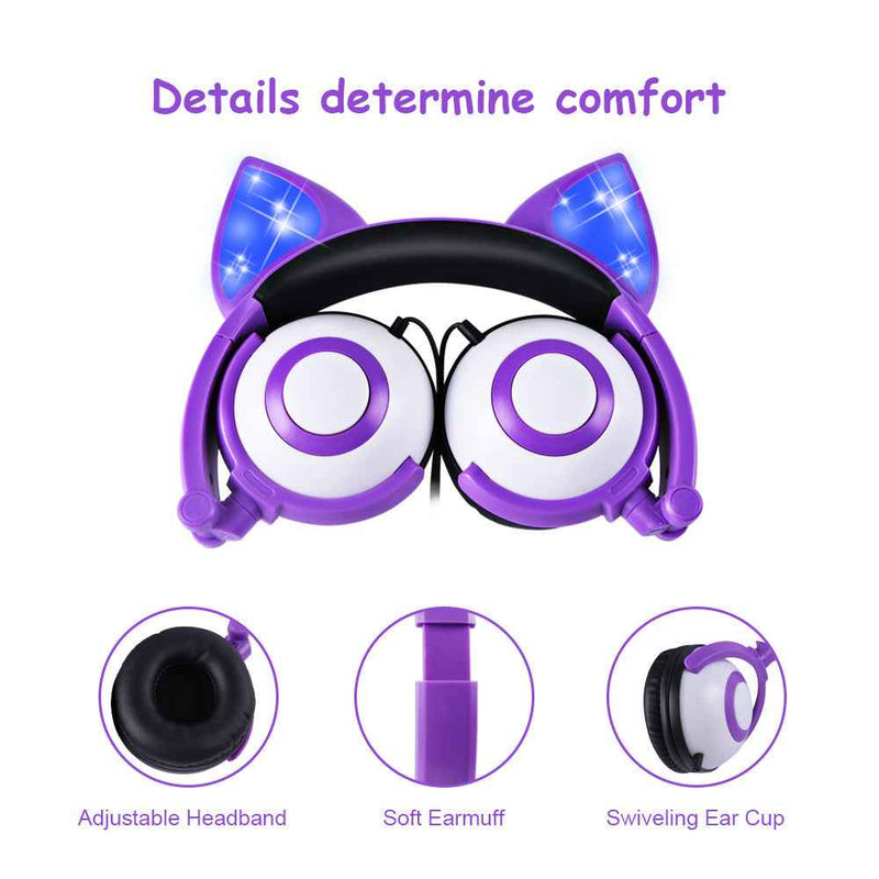 LED flashing cat ear headphones 1190617934154