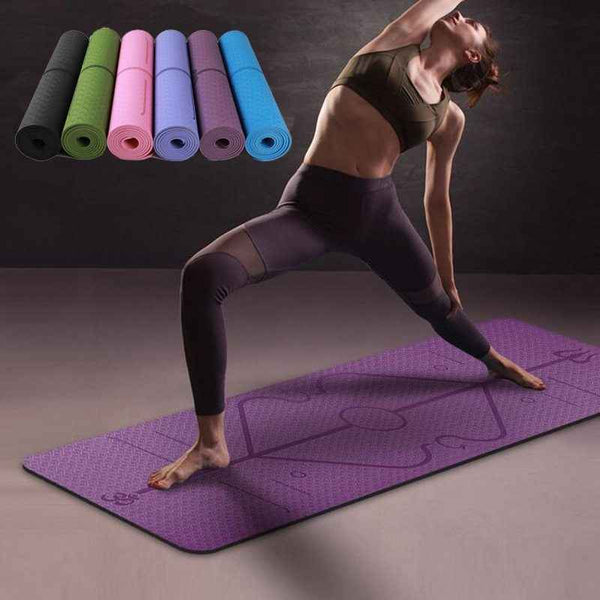 Non Slip TPE Yoga Mat Position Line Beginner 11914006294173