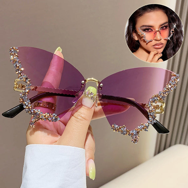 Luxury Diamond Butterfly Sunglasses Women Brand Y2K Vintage Rimless Oversized Sun Glasses Ladies Eyewear Shades 12d8ee5f-fa65-476e-a4e9-f685022b261a