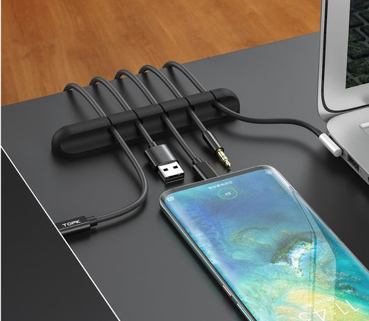 Silicone USB Cable Winder Desktop Cable Organizer Management Multipurpose Clips Cables Protector For Wired Headphones - NOMAN STORE LLC