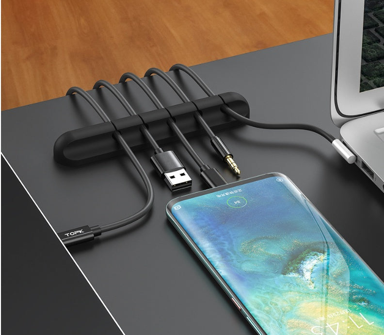 Silicone USB Cable Winder Desktop Cable Organizer Management Multipurpose Clips Cables Protector For Wired Headphones 1335003756719
