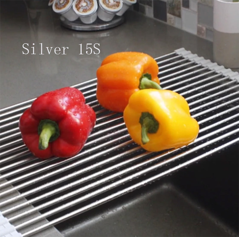 Folding Kitchen Drain Sink Rack Stainless Steel 1368796907483