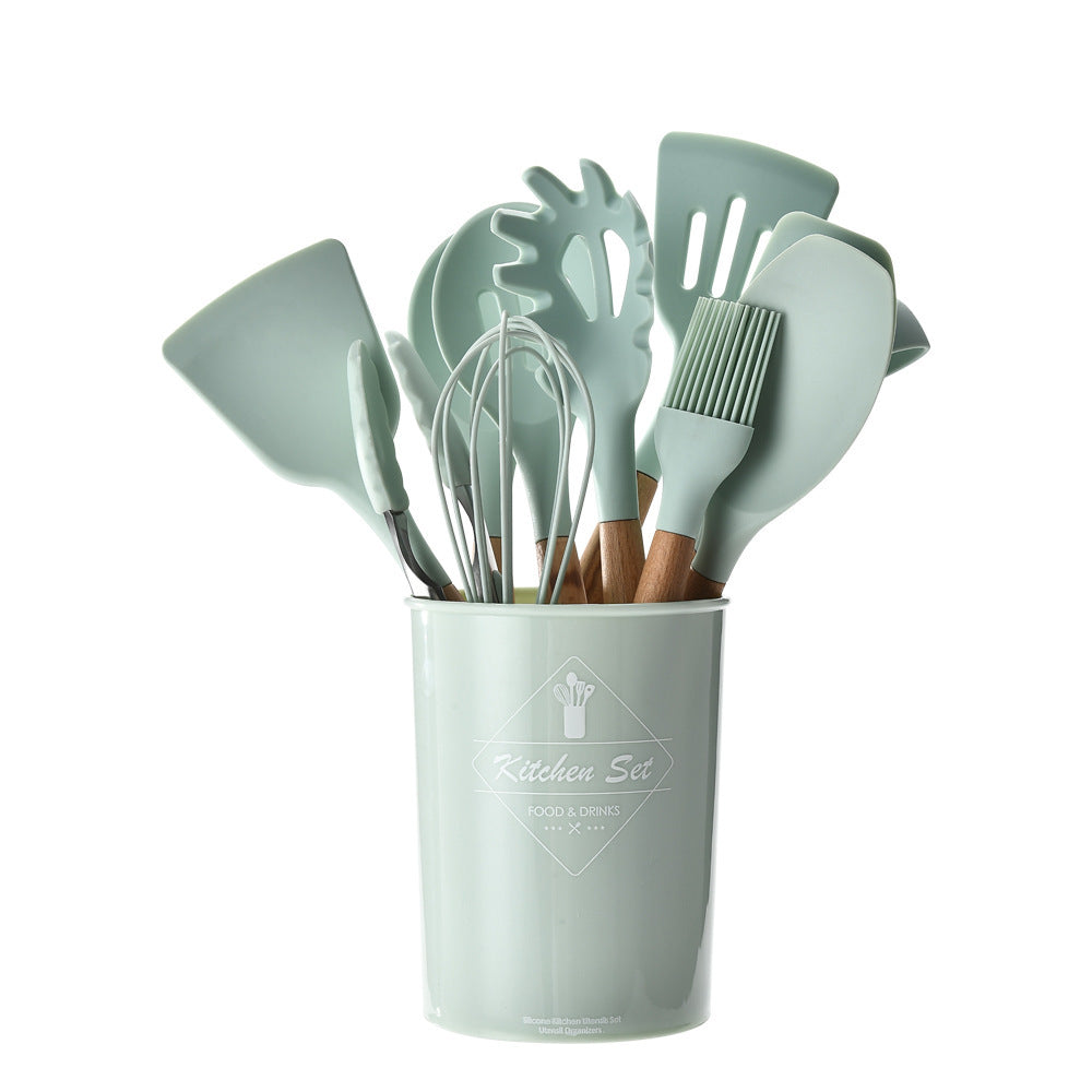 Silicone Kitchenware With Wooden Handle - NOMAN STORE LLC