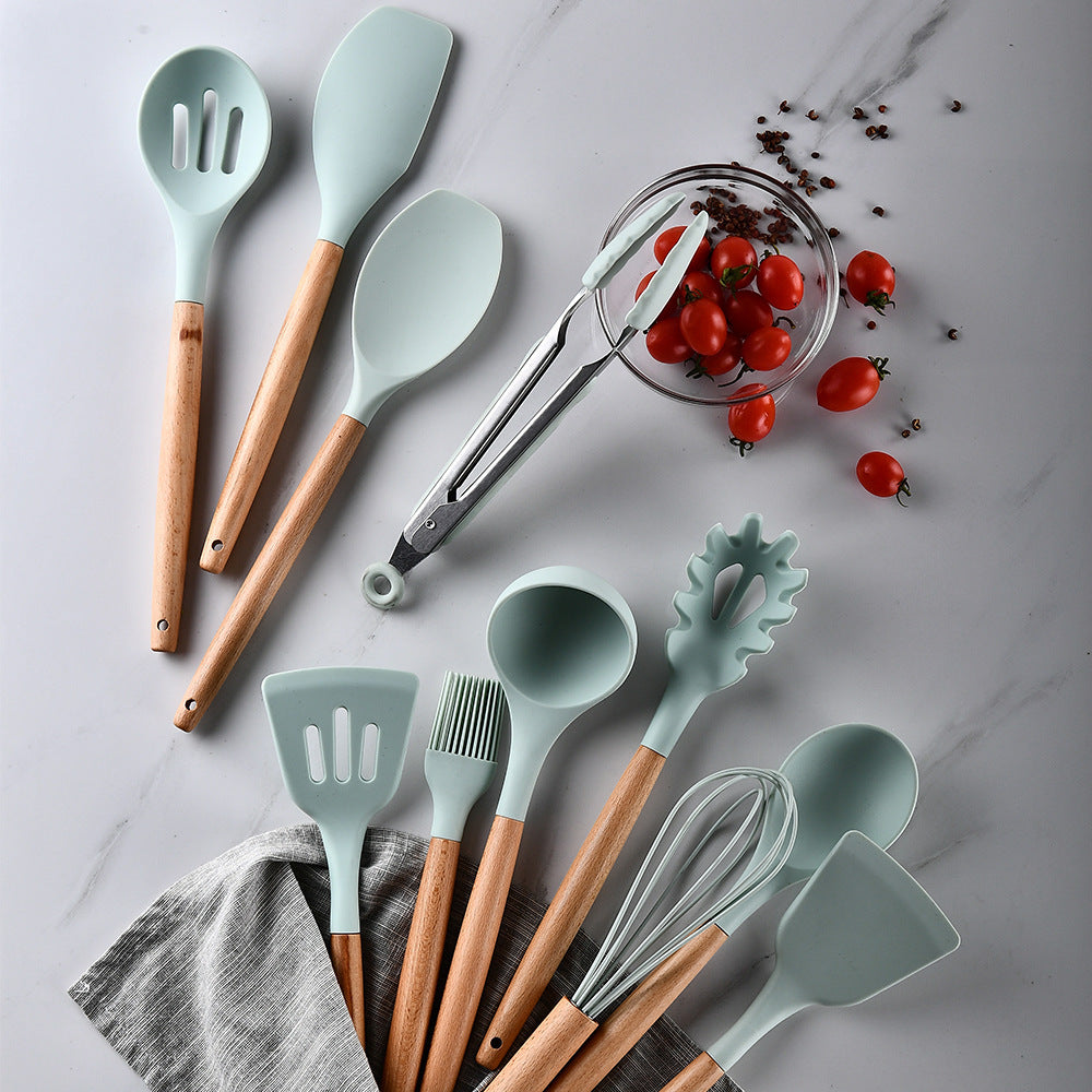 Silicone Kitchenware With Wooden Handle - NOMAN STORE LLC