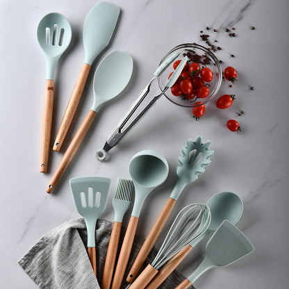 Silicone Kitchenware With Wooden Handle - NOMAN STORE LLC