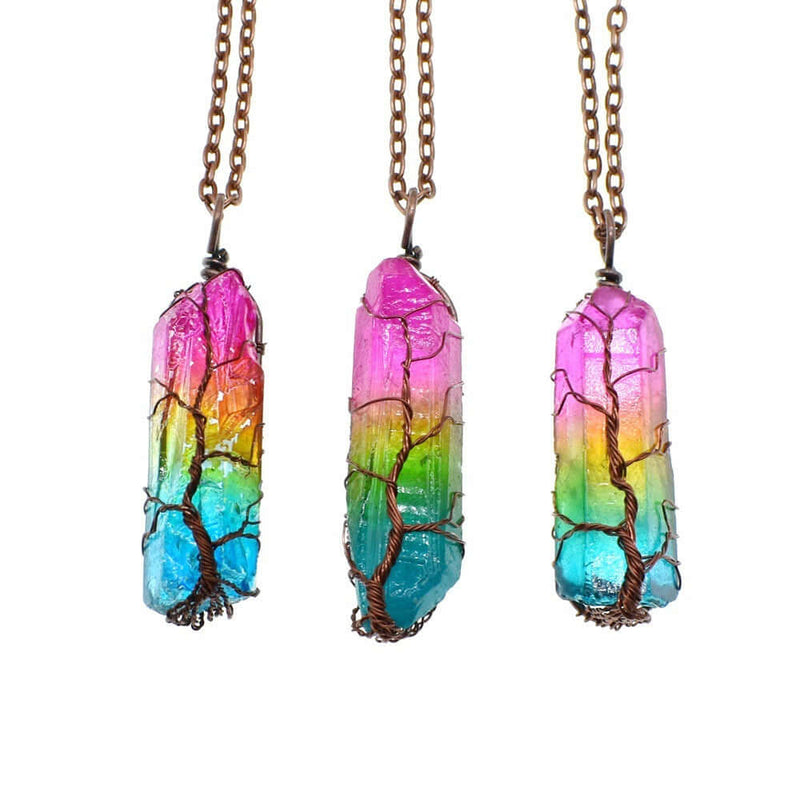 Hot Selling Stone Crystal Pillar Tree Of Life Pendant Ins Fashion Necklace 1448f784-17ee-4c09-8e43-122bc9c493ce