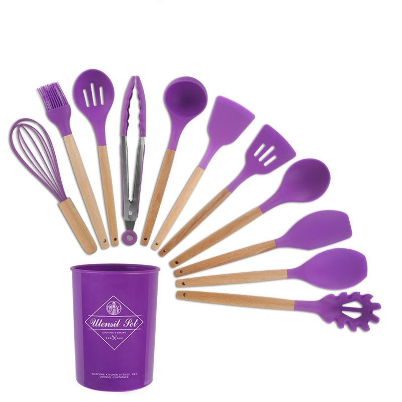 Silicone Kitchenware With Wooden Handle - NOMAN STORE LLC
