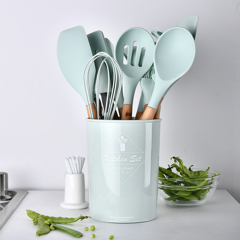 Silicone Kitchenware With Wooden Handle - NOMAN STORE LLC