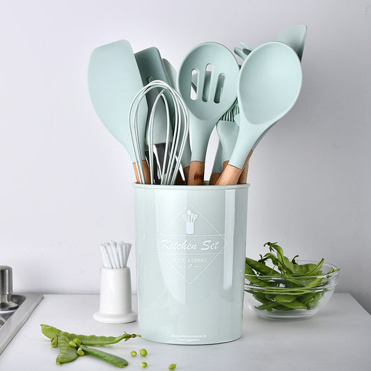 Silicone Kitchenware With Wooden Handle - NOMAN STORE LLC