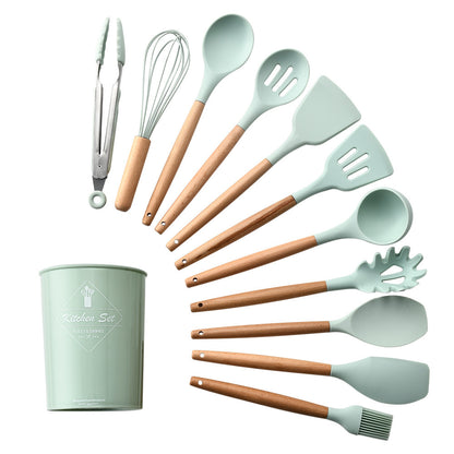 Silicone Kitchenware With Wooden Handle - NOMAN STORE LLC