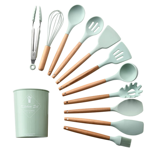 Silicone Kitchenware With Wooden Handle - NOMAN STORE LLC