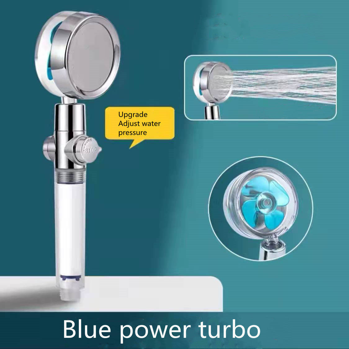 Shower Head Water Saving Flow 360 Degrees Rotating With Small Fan ABS Rain High Pressure Spray Nozzle Bathroom Accessories - NOMAN STORE LLC