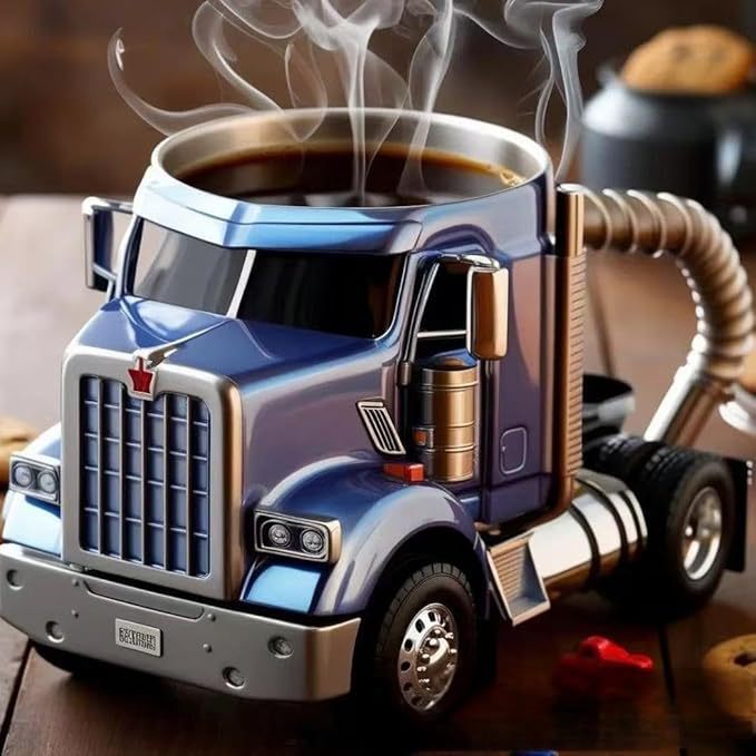 Durable Truck Coffee Mug Semi Truck Handcrafted Coffee Cup Semi-trailer Shaped Semi-Truck Coffee Mugs For Family 15a998f8-7ea4-4442-b268-d056d502927b