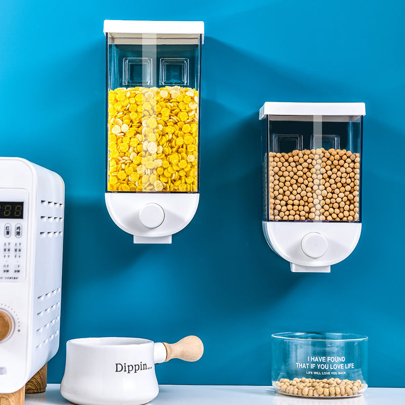 Kitchen Food Storage Easy Press Container Cereal Dispenser Wall Mounted Food Storage Box 160842857508
