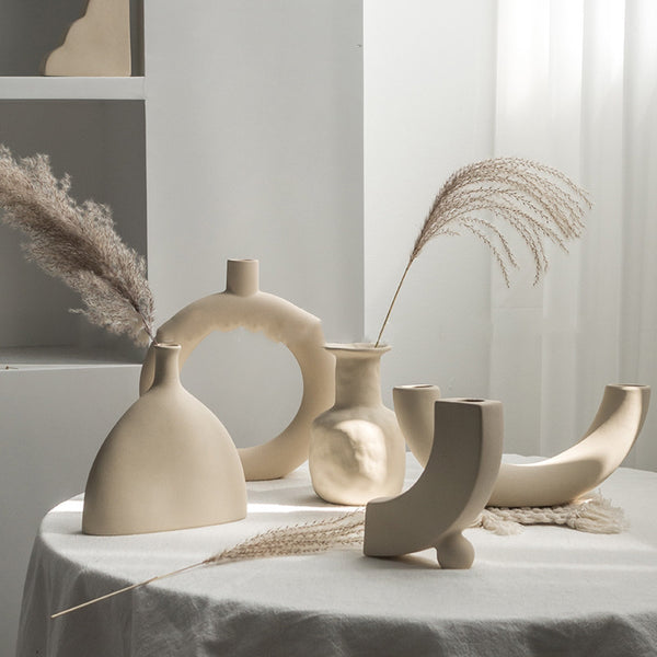Simplicity Ceramic Vase Dry Flower Arrangement Home Decoration Ornament Living Room Display Art Vases 1615511363603