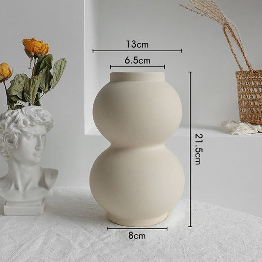 Simplicity Ceramic Vase Dry Flower Arrangement Home Decoration Ornament Living Room Display Art Vases - NOMAN STORE LLC