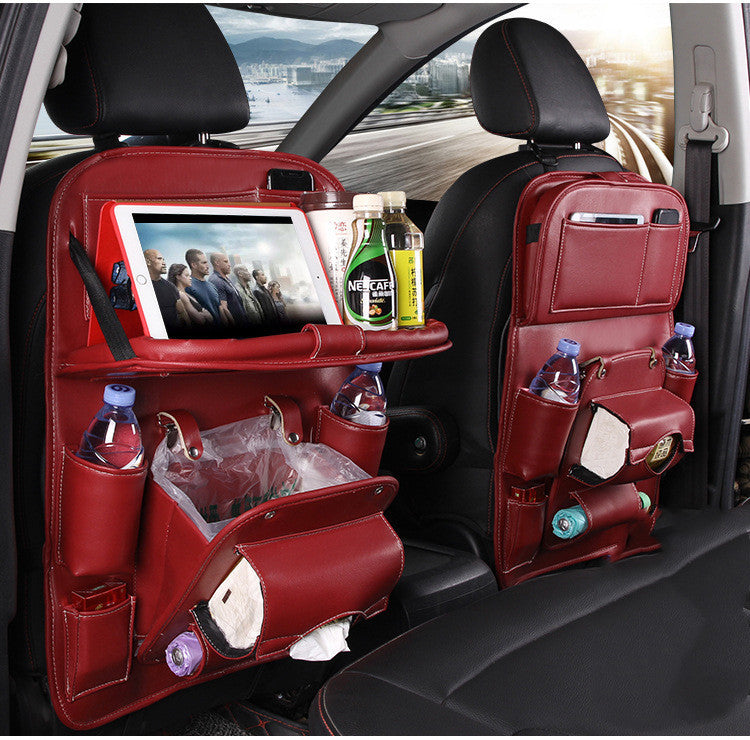 PU Leather Car Storage Bag Multifunction Seat Back Tray Hanging Bag Waterproof Car Organizer Automotive Interior Accessories 1619322948288