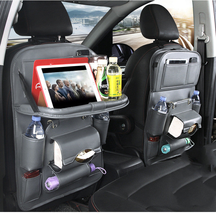 PU Leather Car Storage Bag Multifunction Seat Back Tray Hanging Bag Waterproof Car Organizer Automotive Interior Accessories 1619322948289
