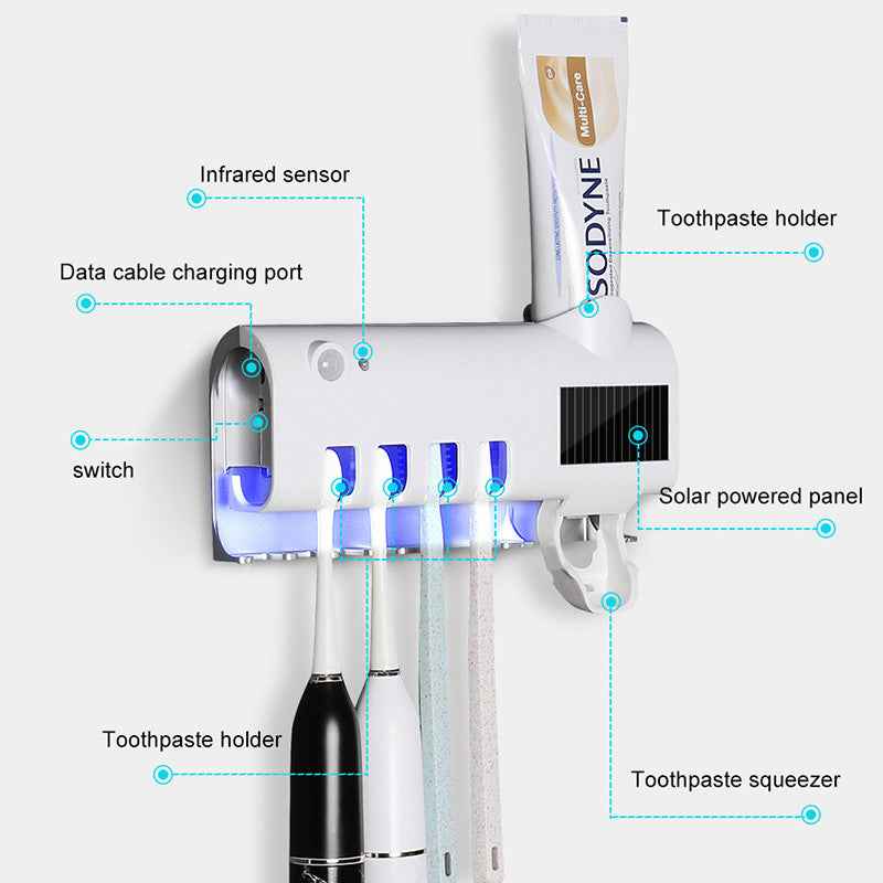 Intelligent UV Toothbrush Sterilizer Automatic Toothpaste Squeezer Toothbrush Toothpaste Rack 1619768153646