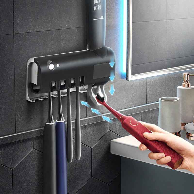Intelligent UV Toothbrush Sterilizer Automatic Toothpaste Squeezer Toothbrush Toothpaste Rack 1619768153648
