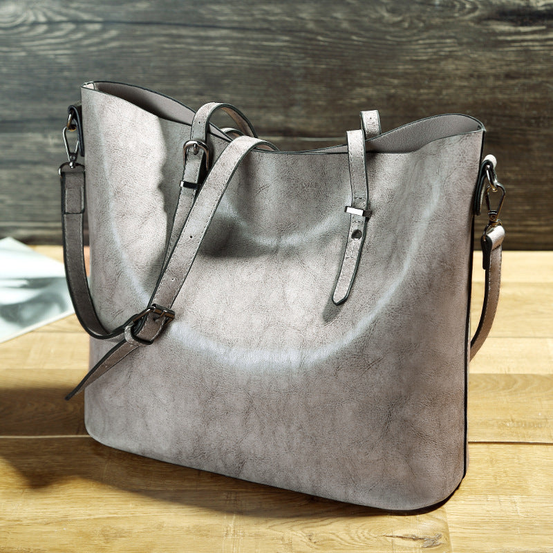 Simple Oil Wax Leather Messenger Shoulder Bags Women's High Capacity Portable Tote Bag 1620985273549
