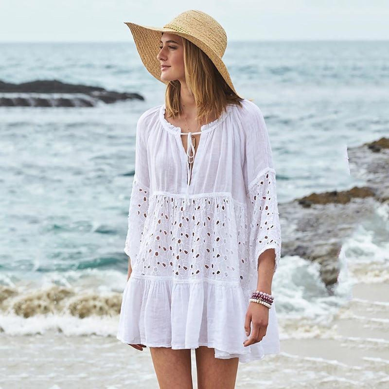 Sun Protection Clothing Women Loose Bikini Blouse 1622542344565
