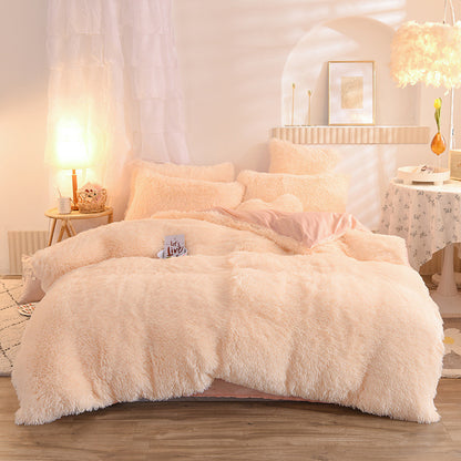 Luxury Thick Fleece Duvet Cover Queen King Winter Warm Bed Quilt Cover Pillowcase Fluffy Plush Shaggy Bedclothes Bedding Set Winter Body Keep Warm - NOMAN STORE LLC
