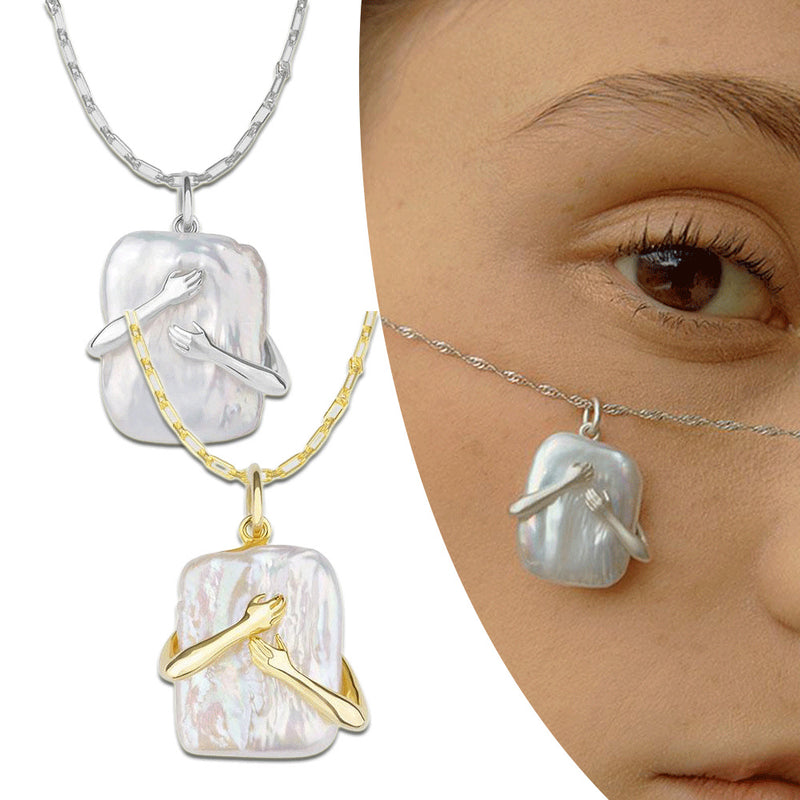 Unique Square Baroque Pearl Couple Pendant Necklace Valentines Day Lover Gift Party Jewelry 1705b43a-c253-4e85-86e4-3e317a537823