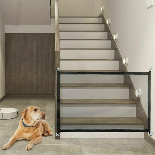 Pets Dog Cat Baby Safety Gate Mesh Fence Magic Portable Guard Net Stairs Doors - NOMAN STORE LLC