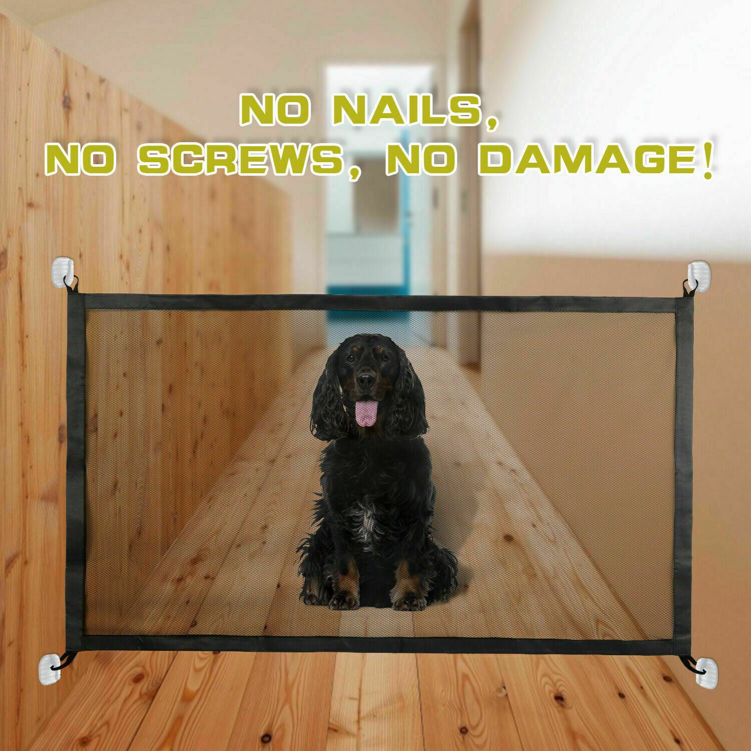 Pets Dog Cat Baby Safety Gate Mesh Fence Magic Portable Guard Net Stairs Doors - NOMAN STORE LLC