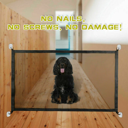 Pets Dog Cat Baby Safety Gate Mesh Fence Magic Portable Guard Net Stairs Doors - NOMAN STORE LLC