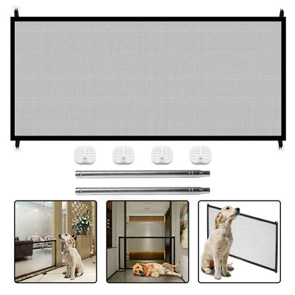 Pets Dog Cat Baby Safety Gate Mesh Fence Magic Portable Guard Net Stairs Doors - NOMAN STORE LLC
